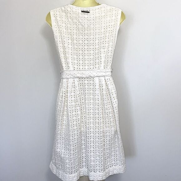 Burberry Dress White Eyelet Fit & Flare Fully Lined Sz Medium Nwot! - Picture 6 of 7